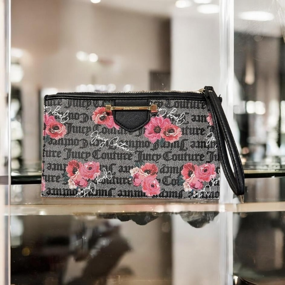 Juicy Couture Floral Print Clutch - Black and Pink - Picture 7 of 10